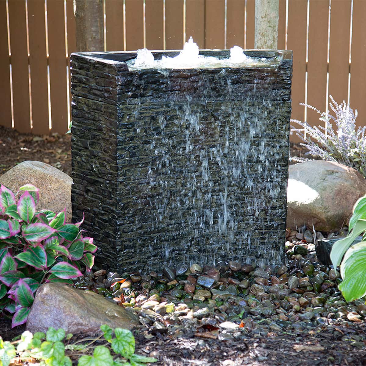 Stone garden water fountain with flowing water - Stacked Slate Wall Fountain Kit – 32″ H (81 cm)